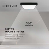 V-TAC mennyezeti négyzet 30W lámpa, IP44, fekete kerettel, természetes fehér, 100 Lm/W - SKU 7649
