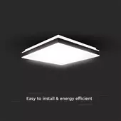 Kép 3/6 - V-TAC mennyezeti szögletes 48W lámpa,50x50cm, fekete dísszel, természetes fehér, 100 Lm/W - SKU 6917