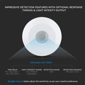 V-TAC mennyezetre szerelhető, infravörös mozgásérzékelő 360°, fehér - SKU 5086