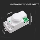 V-TAC mikrohullámú mozgásérzékelő 360°, fehér - SKU 1446