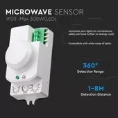 Kép 3/7 - V-TAC mikrohullámú mozgásérzékelő 360°, fehér - SKU 1446