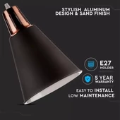 V-TAC modern csillár, fekete+réz függeszték E27 foglalattal - SKU 3700