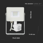 Kép 2/13 - V-TAC mozgásérzékelős fehér házas LED reflektor 10W természetes fehér Samsung chip - SKU 434