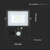 Kép 2/14 - V-TAC mozgásérzékelős LED reflektor 20W hideg fehér Samsung chip - SKU 453