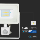Kép 4/14 - V-TAC mozgásérzékelős LED reflektor 20W természetes fehér Samsung chip - SKU 449