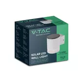 Kép 1/8 - V-TAC napelemes 0.55W fali lámpa, IP54, meleg fehér, fehér házzal - SKU 23013