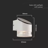 Kép 3/9 - V-TAC napelemes 0.55W fali lámpa szenzorral, IP54, meleg fehér, fehér házzal - SKU 23014