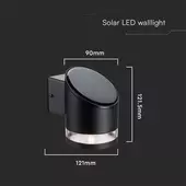 Kép 2/7 - V-TAC napelemes 1W fali lámpa, IP44, meleg fehér, fekete házzal - SKU 10384