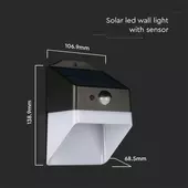 Kép 2/20 - V-TAC napelemes fali lámpa 2W, természetes fehér, szenzorral, PANDA - SKU 10309