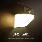 Kép 5/20 - V-TAC napelemes fali lámpa 2W, természetes fehér, szenzorral, PANDA - SKU 10309