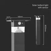 Kép 2/8 - V-TAC napelemes lámpa, 80cm magas, szenzorral, 4 féle üzemmóddal, meleg fehér fénnyel - SKU 23401