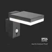 Kép 6/8 - V-TAC napelemes LED fali lámpa szögletes világítófej, PIR szenzorral, IP54, meleg fehér - SKU 10402