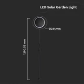 V-TAC napelemes LED kerti lámpa állítható magassággal, 129 cm, meleg fehér - SKU 6670