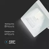 Kép 5/12 - V-TAC napelemes LED reflektor 16W hideg fehér 10000 mAh, fehér házzal - SKU 10407