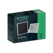Kép 1/12 - V-TAC napelemes LED reflektor 40W hideg fehér 20000 mAh, fehér házzal - SKU 10414