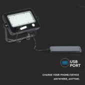 Kép 8/15 - V-TAC napelemes mozgásérzékelős LED reflektor 10W természetes fehér 110 Lm/W - SKU 8674