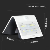 Kép 2/13 - V-TAC napelemes, mozgásérzékelős LED reflektor, 3W meleg+természetes fehér, fehér előlap - SKU 7523