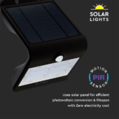 Kép 6/12 - V-TAC napelemes, mozgásérzékelős LED reflektor, 3W meleg+természetes fehér, fekete előlap - SKU 7528