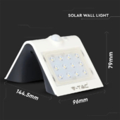 Kép 2/13 - V-TAC napelemes, mozgásérzékelős LED reflektor, fehér, 1.5W természetes fehér - SKU 8276