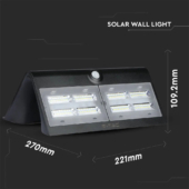 Kép 2/12 - V-TAC napelemes, mozgásérzékelős LED reflektor, fekete, 7W természetes fehér - SKU 8279