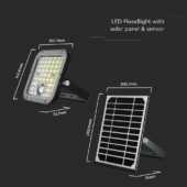 Kép 3/19 - V-TAC napelemes reflektor mozgásérzékelővel, 1500 Lumen, természetes fehér - SKU 10314