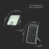 Kép 3/19 - V-TAC napelemes reflektor mozgásérzékelővel, 4800 Lumen, hideg fehér - SKU 10311