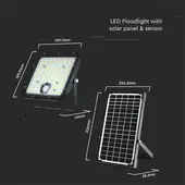 Kép 3/19 - V-TAC napelemes reflektor mozgásérzékelővel, 4800 Lumen, természetes fehér - SKU 10310