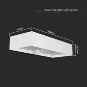 Kép 3/11 - V-TAC napelemes tégla alakú fali lámpa, 6W, természetes fehér, szenzorral, fehér házzal - SKU 10308