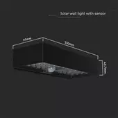 Kép 3/11 - V-TAC napelemes tégla alakú fali lámpa, 6W, természetes fehér, szenzorral, fekete házzal - SKU 10307