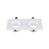 V-TAC négyzet GU10 2 foglalatos LED spotlámpa keret, fehér lámpatest - SKU 10298