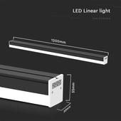 Kép 2/9 - V-TAC NEWLINE felületre szerelhető fekete lineáris lámpatest, 40W, hideg fehér - SKU 10137