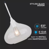 Kép 3/5 - V-TAC opál üveg csillár, függeszték E27 foglalattal - SKU 3884