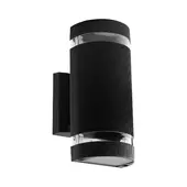 Kép 1/5 - V-TAC polikarbonát félkör alakú kültéri fali lámpa, fekete, 2 db E27 foglalattal - SKU 93573