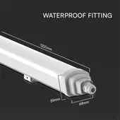 Kép 2/8 - V-TAC polikarbonát LED lámpa 120cm 36W IP65 hideg fehér 120 Lm/W (GT-Széria) - SKU 23388