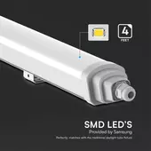 Kép 3/8 - V-TAC polikarbonát LED lámpa 120cm 36W IP65 hideg fehér 120 Lm/W (GT-Széria) - SKU 23388