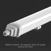 Kép 4/9 - V-TAC polikarbonát LED lámpa 150cm 48W IP65 hideg fehér 120 Lm/W (GT-Széria) - SKU 23390
