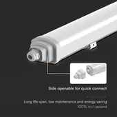 Kép 6/9 - V-TAC polikarbonát LED lámpa 150cm 48W IP65 hideg fehér 120 Lm/W (GT-Széria) - SKU 23390