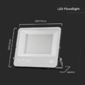 Kép 2/9 - V-TAC PRO D-széria LED reflektor 200W hideg fehér 115 Lm/W, fekete ház - SKU 8849