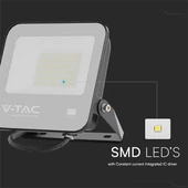 V-TAC PRO D-széria LED reflektor 50W meleg fehér 115 Lm/W, fekete ház - SKU 23199