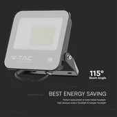 V-TAC PRO D-széria LED reflektor 50W meleg fehér 115 Lm/W, fekete ház - SKU 23199