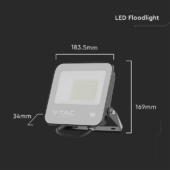 Kép 2/9 - V-TAC PRO D-széria LED reflektor 50W természetes fehér 115 Lm/W, fekete ház - SKU 8844