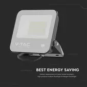 Kép 5/9 - V-TAC PRO D-széria LED reflektor 50W természetes fehér 115 Lm/W, fekete ház - SKU 8844