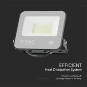 V-TAC PRO LED reflektor 30W meleg fehér, fekete házzal - SKU 23599