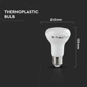 Kép 4/7 - V-TAC R63 8.5W E27 meleg fehér LED égő - SKU 21141