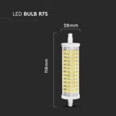 Kép 3/5 - V-TAC R7S 16W 118mm kerámia LED izzó, hideg fehér, 125 Lm/W - SKU 212836