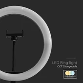 V-TAC Ring light, szelfi gyűrűs LED lámpa asztalra, selfie körlámpa telefontartóval - SKU 23048