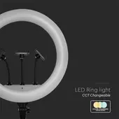 Kép 3/10 - V-TAC Ring light, szelfi gyűrűs LED lámpa tripod, selfie körlámpa 3 db telefontartóval - SKU 23047