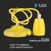 V-TAC sárga porcelán függeszték E27 foglalattal - SKU 3809