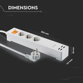 V-TAC Smart - WiFi-s elosztó, 3db aljzattal, 4db USB csatlakozóval - SKU 8447