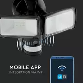 Kép 5/12 - V-TAC Smart - WiFi-s, fekete, beltéri reflektor, mozgásérzékelővel, kamerával - SKU 5917